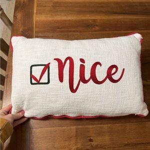 Festive Red and White Holiday Pillow